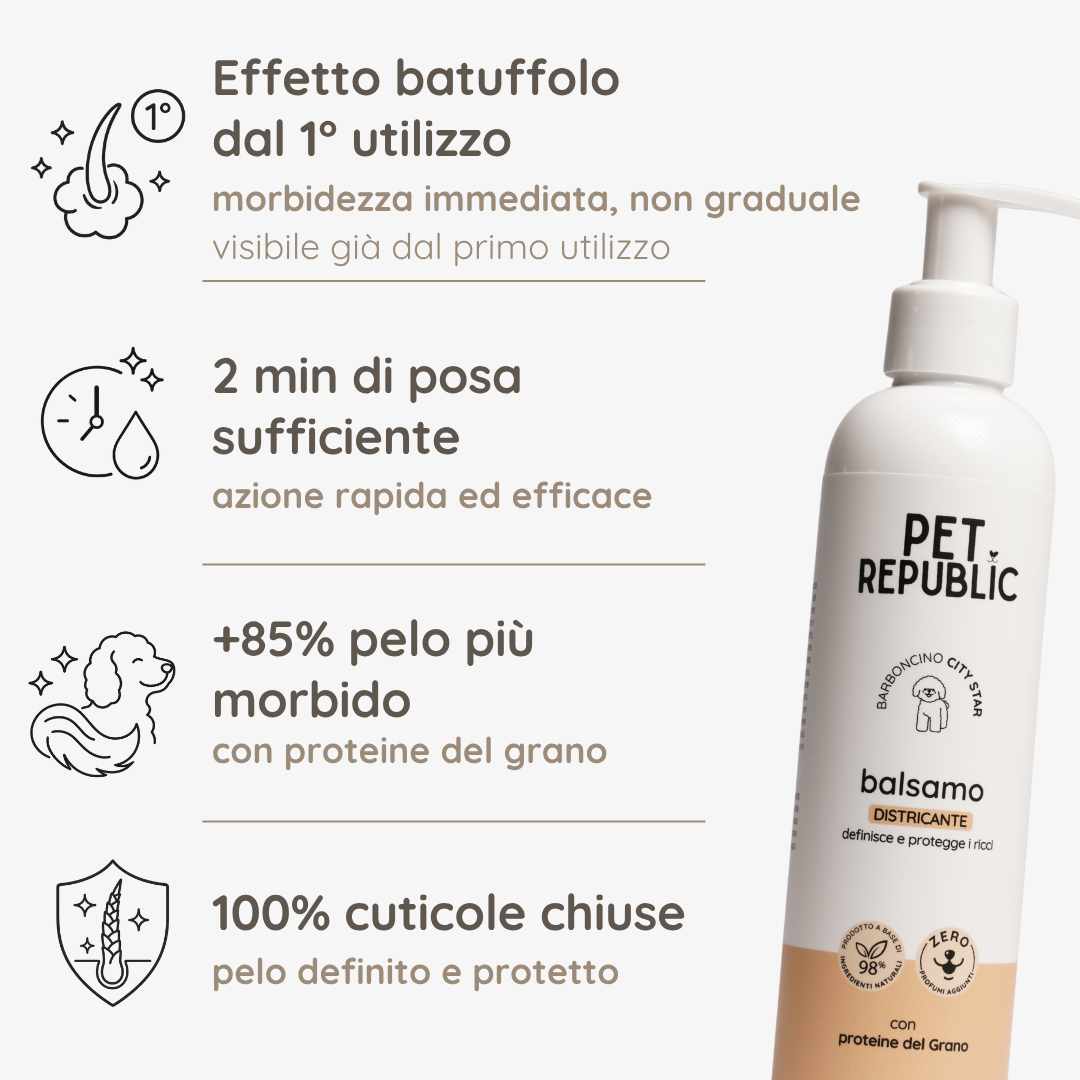 Benefici e caratteristiche del balsamo districante per Barboncino Pet Republic