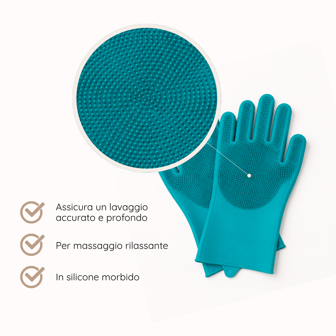 Caratteristiche e utilizzo dei guanti in silicone Guanto Magico per lavare il cane Pet Republic