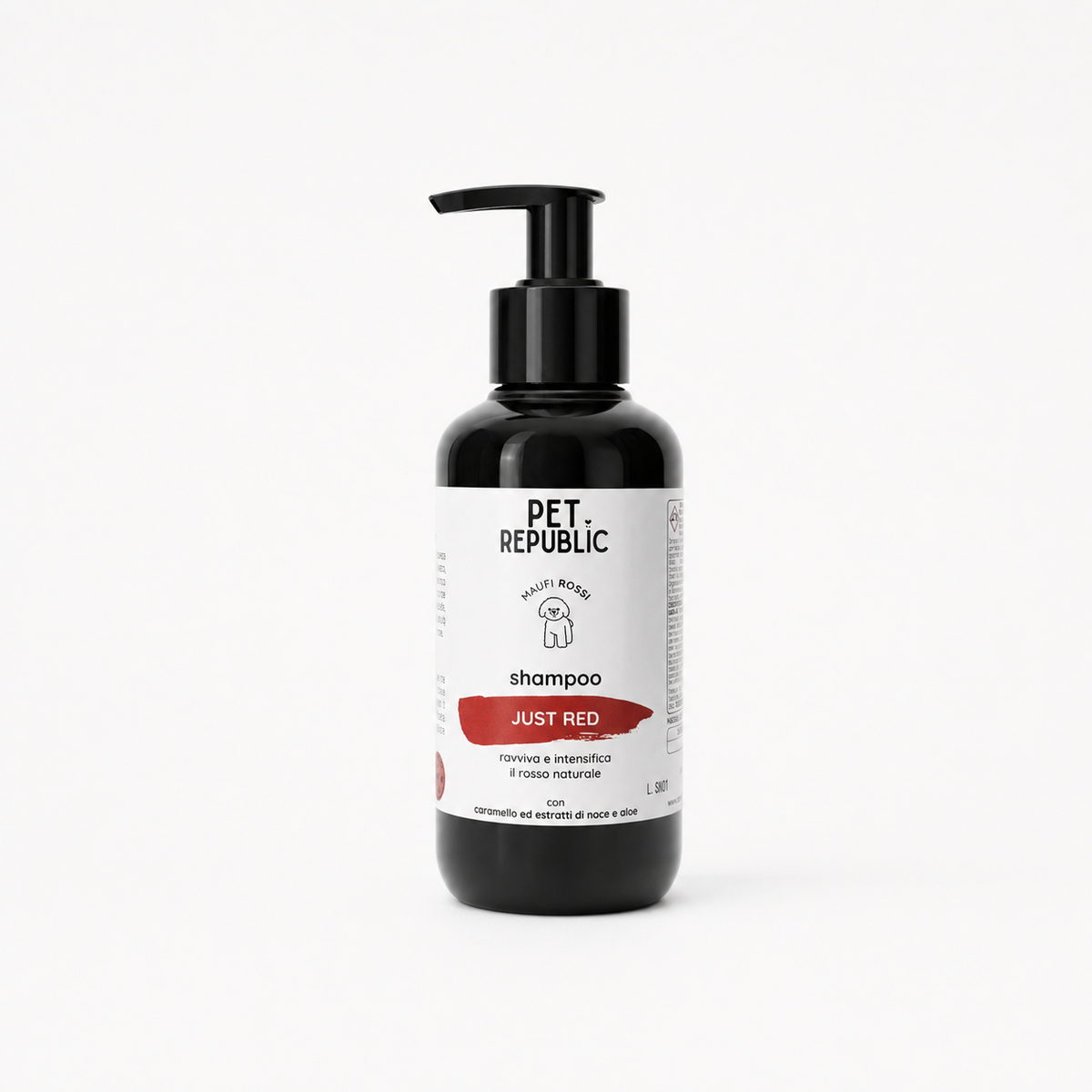 Flacone di shampoo ravvivante naturale Just Red per Barboncino red Pet Republic