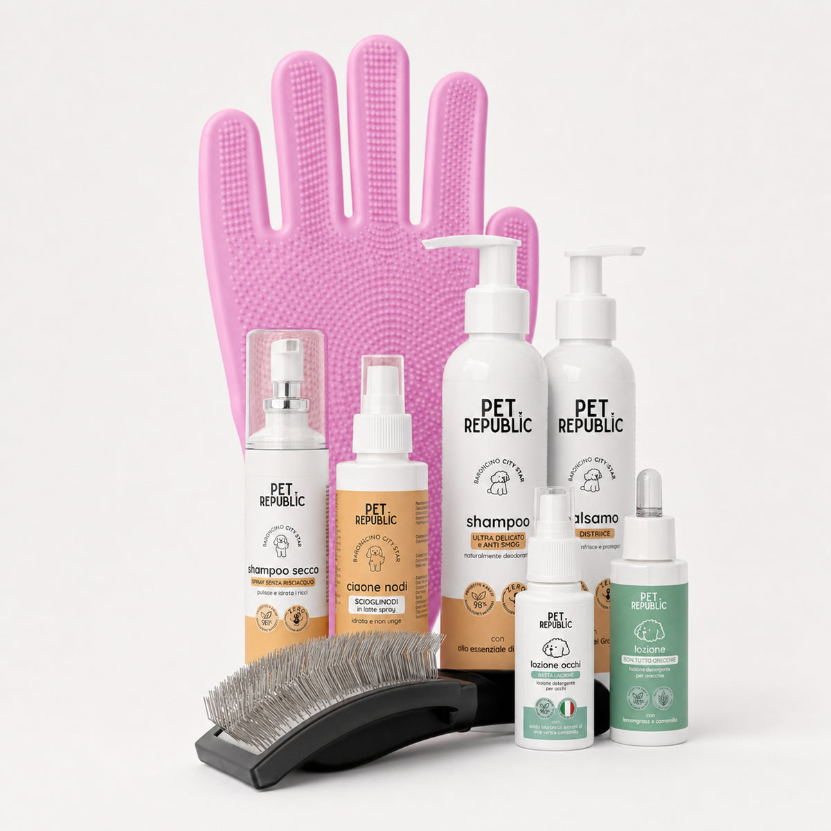 Prodotti del kit Welcome Puppy Pet Republic per cucciolo di Barboncino