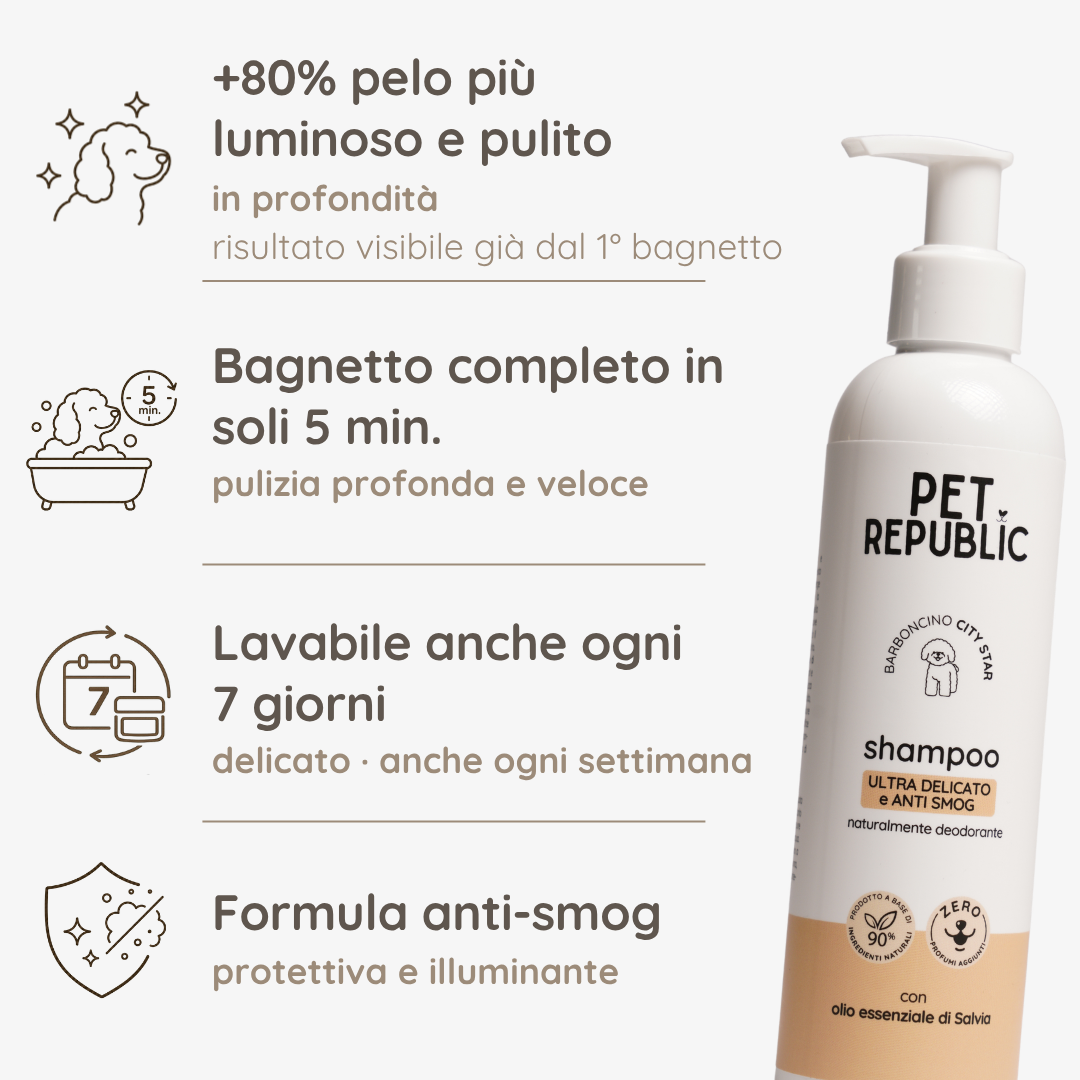 Come usare lo shampoo naturale per Barboncino Pet Republic sul cane